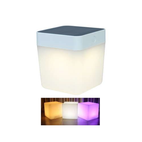 Lampe à poser Blanche TABLE CUBE, LED Intégrée, 1W, 100 lumens, 2700 to 6500K, RGB, IP44, SOLAIRE, Classe III - CALI
