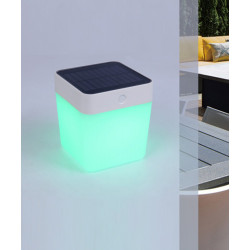 Lampe à poser Blanche TABLE CUBE, LED Intégrée, 1W, 100 lumens, 2700 to 6500K, RGB, IP44, SOLAIRE, Classe III - CALI