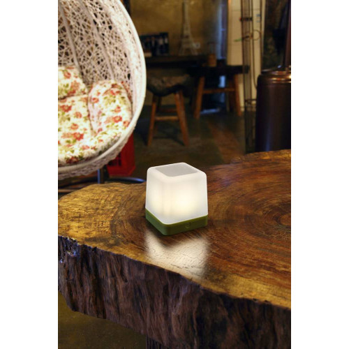 Lampe à poser Verte TABLE CUBE, LED Intégrée, 1W, 100 lumens, 3000K, IP44, SOLAIRE, Classe III - CALI