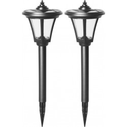 Lot de 2 Bornes Noires MAXIMUS, LED Intégrée, 7.5 lumens, 3000K, IP44, SOLAIRE, Classe III - CALI