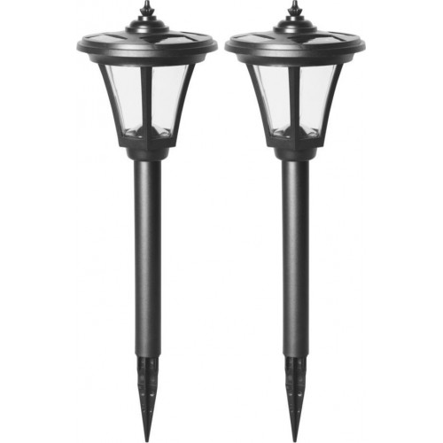 Lot de 2 Bornes Noires MAXIMUS, LED Intégrée, 7.5 lumens, 3000K, IP44, SOLAIRE, Classe III - CALI