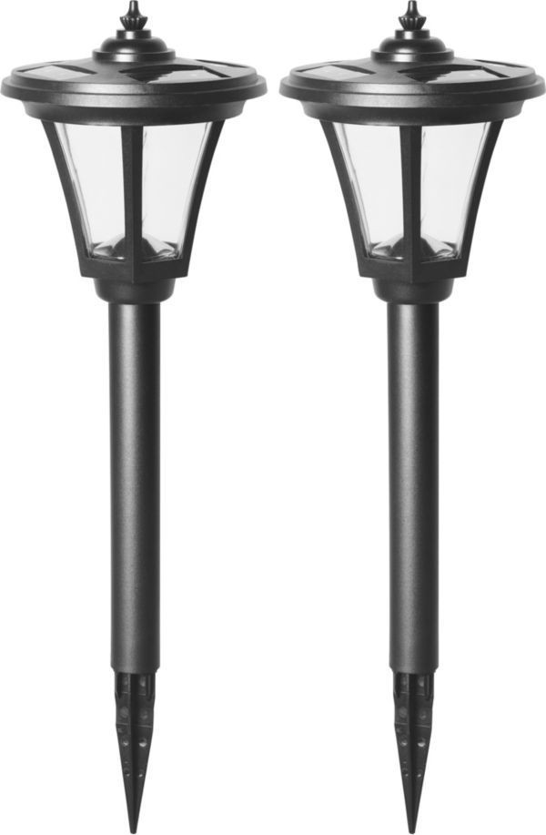 Lot de 2 Bornes Noires MAXIMUS, LED Intégrée, 7.5 lumens, 3000K, IP44, SOLAIRE, Classe III