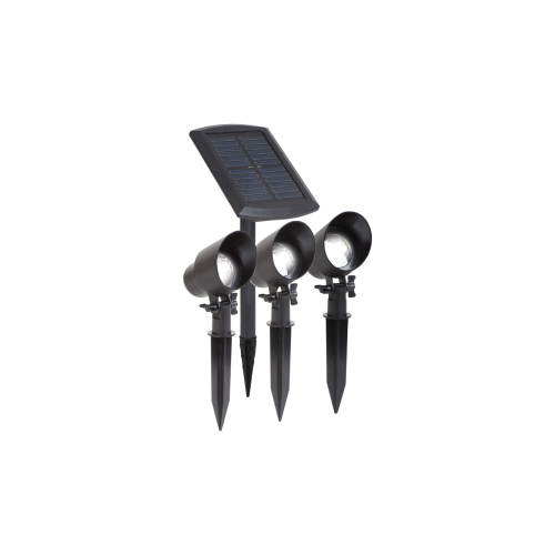 Lot de 3 Projecteurs Noirs MAXIMUS, LED Intégrée, 3 x 15 lumens, 3000K, IP44, SOLAIRE, Classe III - CALI