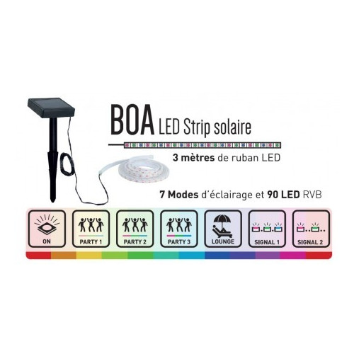Guirlande Transparente BOA, LED Intégrée, 30 lumens, RGB, IP44, SOLAIRE, Classe III - CALI