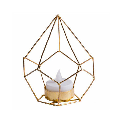 Lampe à poser Dorée Luca Gold Cage, LED, IP20, 1 bougie Led 3V, Classe III - CALI