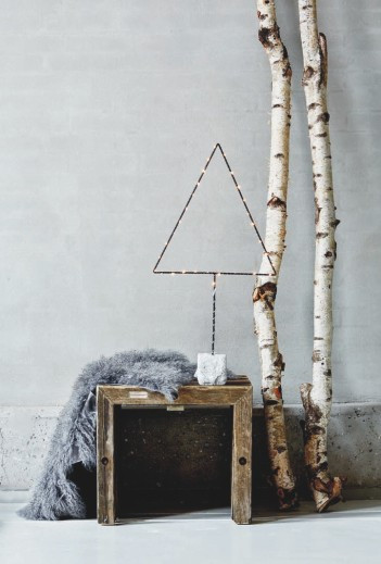 Lampe à poser Noir/Blanc Huxi Sapin, LED, IP20, 30 Leds, 3x AA battery, Classe III