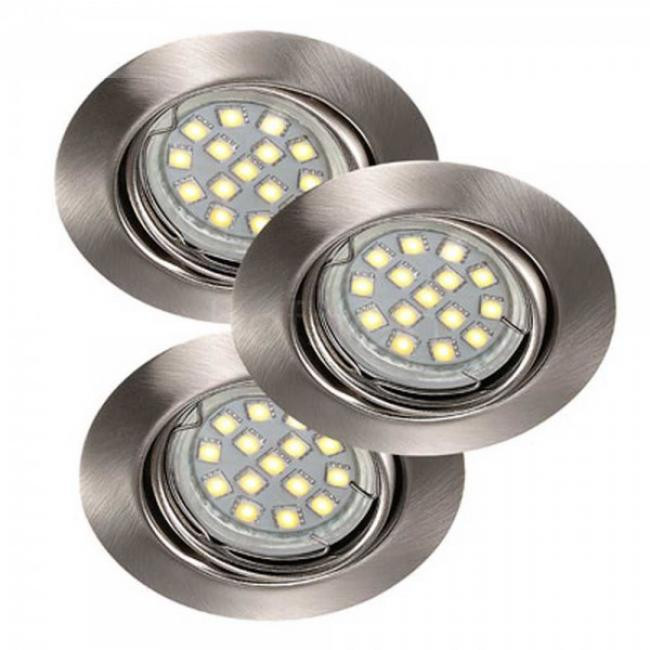 Spot Encastrable Acier Brossé Triton LED SMD, Gu10, 3x 3W, IP23, 230V, Classe II