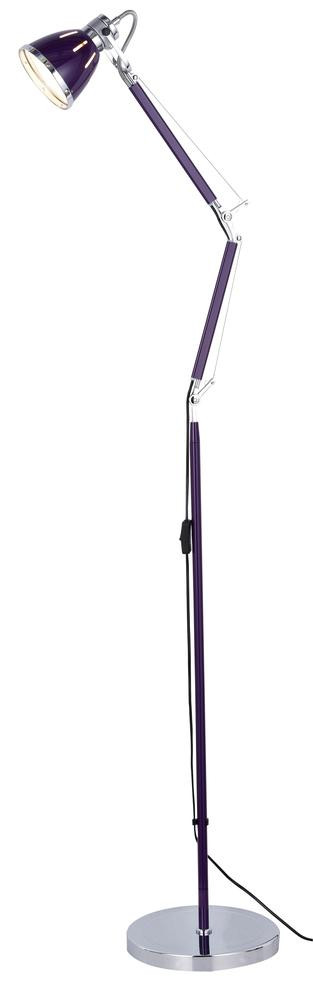 Lampadaire Violet/Chrome Jerona, 1xE27 Max 40W , IP20, 230V AC, Classe II