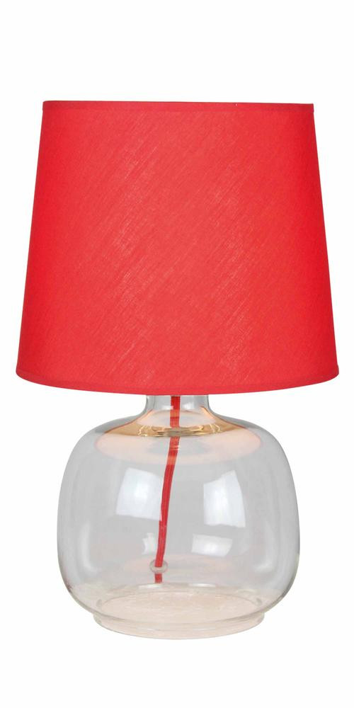 Lampe à poser Rouge/Transparent Mandy, 1xE14 Max 40W , IP20, 230V AC, Classe II