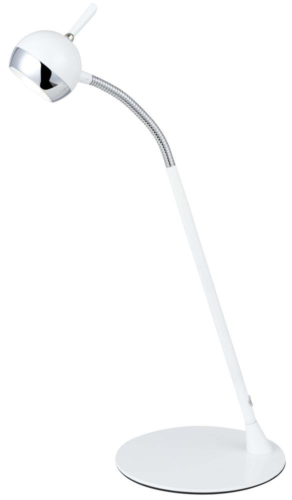 Lampe à poser Blanc/Chrome Rufio, Led inclue 1x 5,7W , IP20, 230V AC, Classe II