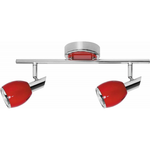 Plafonnier Colors, Rouge & Chrome, 2x GU10-Max.50W, IP20, 230V, Classe I - Britop