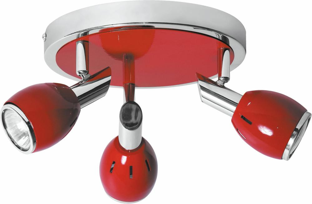 Plafonnier Colors, Rouge & Chrome, 3x GU10, Max.50W, IP20, 230V, Classe I