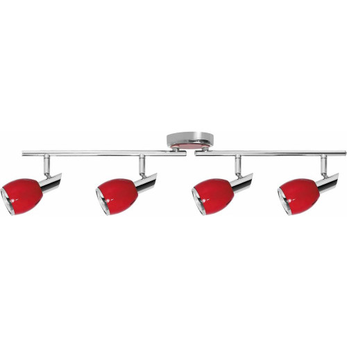 Plafonnier Colors, Rouge & Chrome, 4x GU10-Max.50W, IP20, 230V, Classe I - Britop