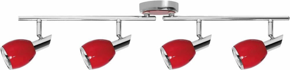 Plafonnier Colors, Rouge & Chrome, 4x GU10-Max.50W, IP20, 230V, Classe I