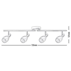 Plafonnier Colors, Rouge & Chrome, 4x GU10-Max.50W, IP20, 230V, Classe I - Britop