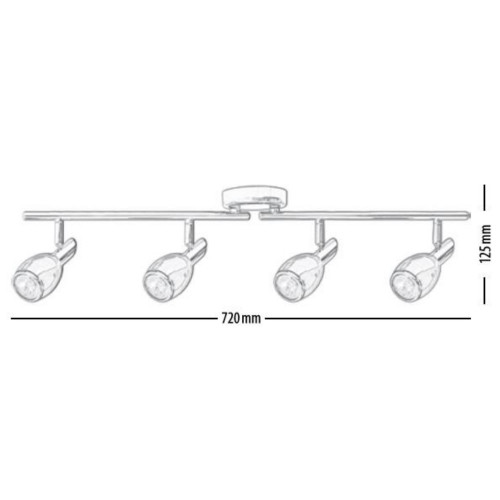 Plafonnier Colors, Rouge & Chrome, 4x GU10-Max.50W, IP20, 230V, Classe I - Britop