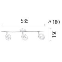 Plafonnier Chrome/Blanc Hypnos, Inclue 3xG9 28W , IP20, 230V AC, Classe I - Spot-Light
