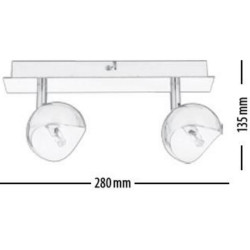 Plafonnier Métal Brossé Kumi, 2x G9-28W, IP20, 230V, Classe I - Britop