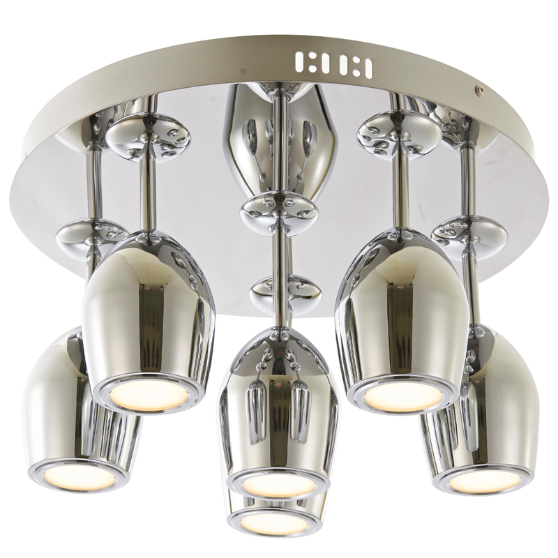 Plafonnier Chrome Merlot, 6x LED 5W, IP20, 230V, Classe I