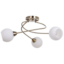Plafonnier Laiton/Blanc Pavia, 3xE27 Max 60W, IP20, 230V AC, Classe I - Spot-Light