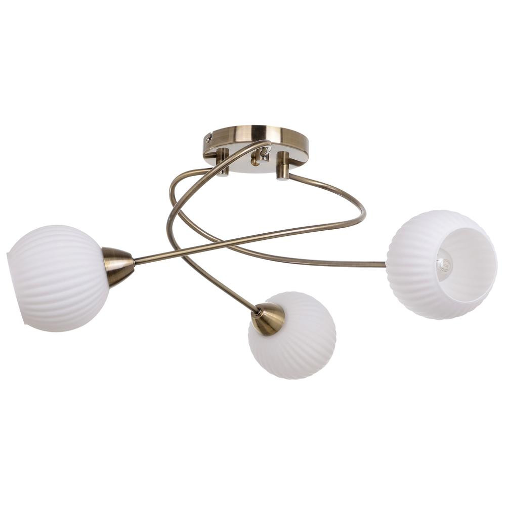 Plafonnier Laiton/Blanc Pavia, 3xE27 Max 60W, IP20, 230V AC, Classe I