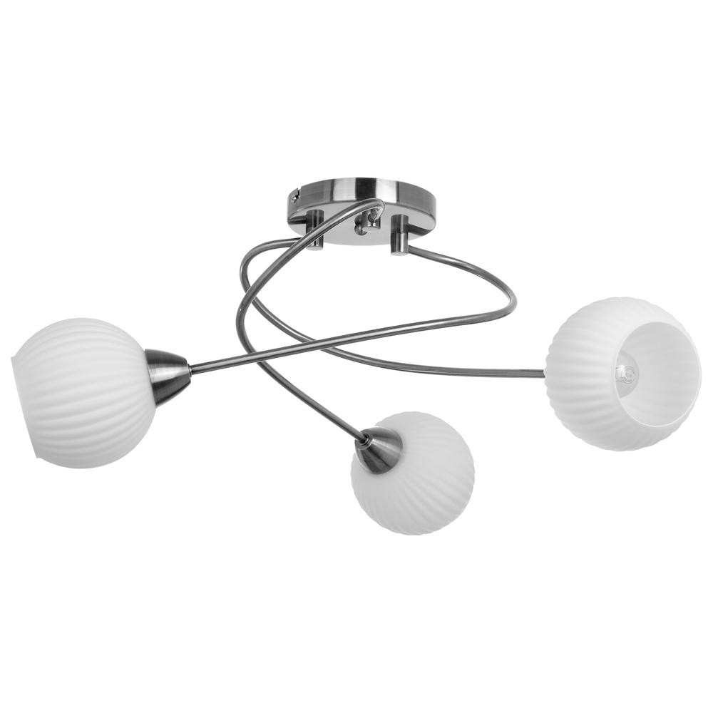 Plafonnier Satin/Blanc Pavia, 3xE27 Max 60W, IP20, 230V AC, Classe I
