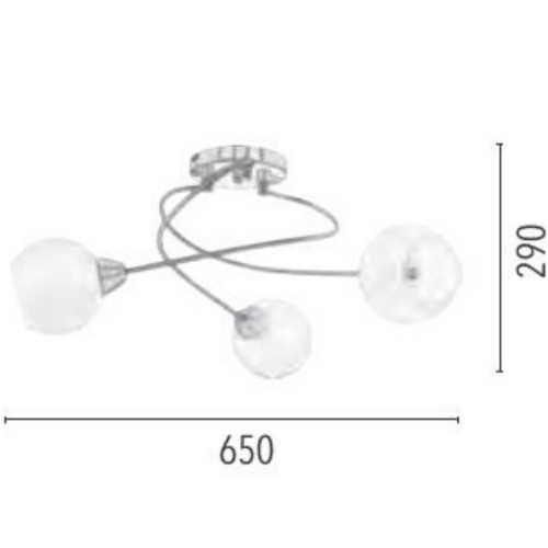 Plafonnier Satin/Blanc Pavia, 3xE27 Max 60W, IP20, 230V AC, Classe I - Spot-Light