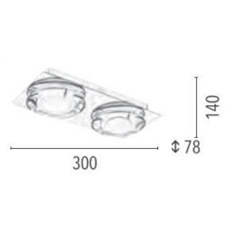 Plafonnier Chrome Primo, LED Inclue 2x 5W , IP20, 230V AC, Classe I - Spot-Light