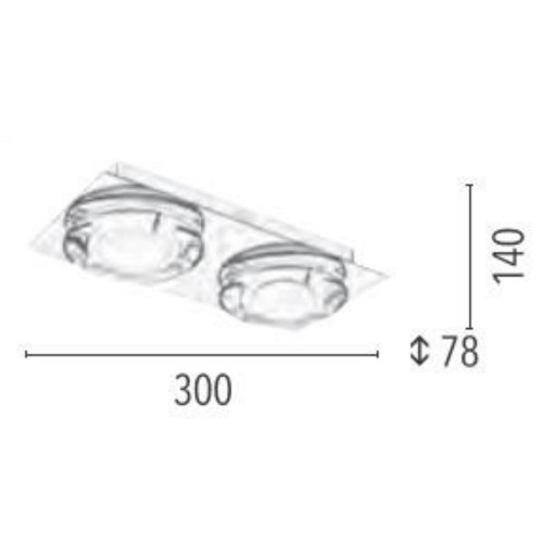 Plafonnier Chrome Primo, LED Inclue 2x 5W , IP20, 230V AC, Classe I - Spot-Light