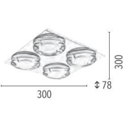 Plafonnier Chrome Primo, LED Inclue 4x 5W , IP20, 230V AC, Classe I - Spot-Light