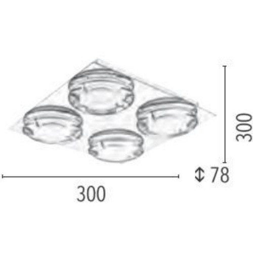 Plafonnier Chrome Primo, LED Inclue 4x 5W , IP20, 230V AC, Classe I - Spot-Light
