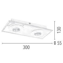 Plafonnier Chrome Vito, LED Inclue 2x 6W , IP20, 230V AC, Classe I - Spot-Light