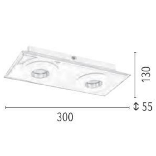Plafonnier Chrome Vito, LED Inclue 2x 6W , IP20, 230V AC, Classe I - Spot-Light
