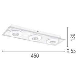 Plafonnier Chrome Vito, LED Inclue 3x 6W , IP20, 230V AC, Classe I - Spot-Light