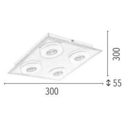 Plafonnier Chrome Vito, LED Inclue 4x 6W , IP20, 230V AC, Classe I - Spot-Light