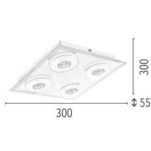 Plafonnier Chrome Vito, LED Inclue 4x 6W , IP20, 230V AC, Classe I - Spot-Light