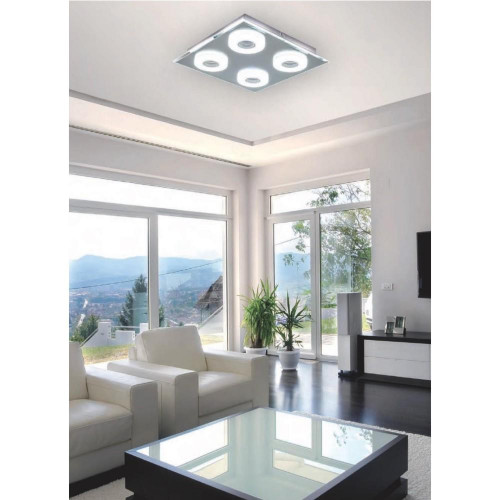 Plafonnier Chrome Vito, LED Inclue 4x 6W , IP20, 230V AC, Classe I - Spot-Light