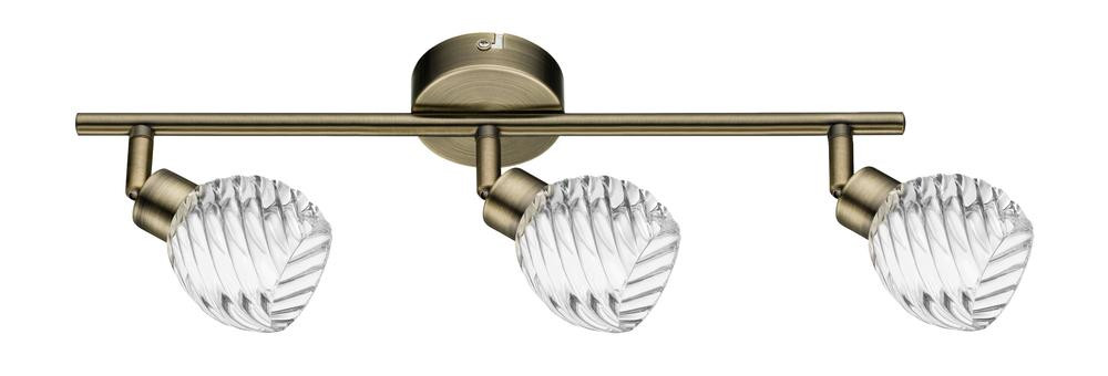 Plafonnier Laiton & Transparent Wave, 3x G9-28W, IP20, 230V, Classe I