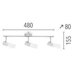 Plafonnier Chrome/Blanc Dora, Led Inclue 3x 4W, IP20, 230V AC, Classe I - Spot-Light
