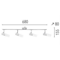 Plafonnier Chrome/Blanc Dora, Led Inclue 4x 4W, IP20, 230V AC, Classe I - Spot-Light