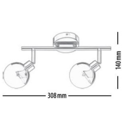 Plafonnier Cuivre Ginos, Led intégrée 2xG9 28W , IP20, 230V, Classe I - Britop
