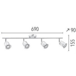 Plafonnier Satin Helios, 4xGU10 50W , IP20, 230V AC, Classe I - Spot-Light