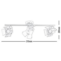 Plafonnier Studio Photo, Chrome, 3x GU10-5W, IP20, 230V, Classe I - Britop