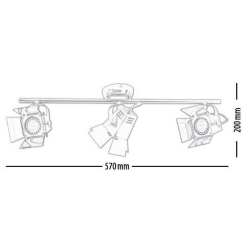 Plafonnier Studio Photo, Chrome, 3x GU10-5W, IP20, 230V, Classe I - Britop