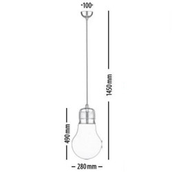 Suspension Chrome/Blanc Bulb, 1xE27 Max 60W , IP20, 230V AC, Classe I - Britop