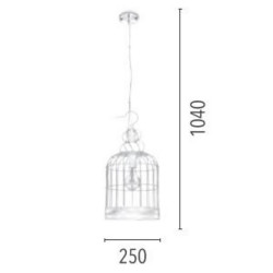 Suspension Blanc Cage,1xE27 Max 60W , IP20, 230V AC, Classe I - Spot-Light