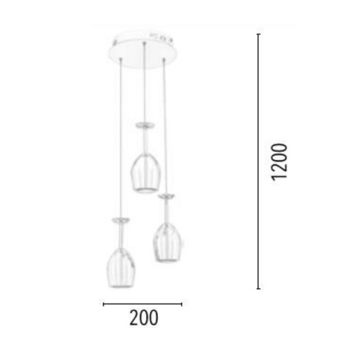 Suspension Chrome Merlot, 3x LED 5W, IP20, 230V, Classe I - Spot-Light