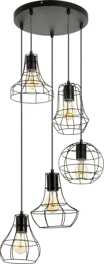 Suspension Noire Outline, 5x E27-Max.60W, IP20, 230V, Classe I