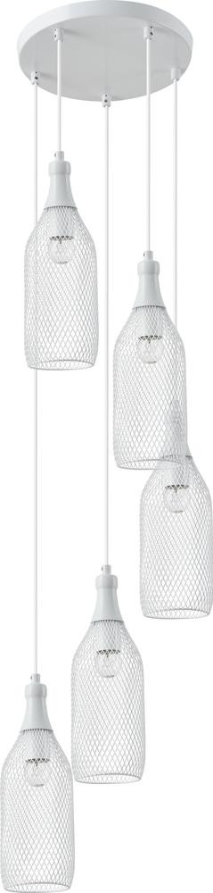 Suspension blanche Barla, 5x E27-Max.60W, IP20, 230V, Classe I