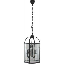 Suspension Noire & Verre Bellona, 6x E14-Max.60W, IP20, 230V, Classe I - Britop